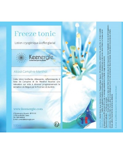 Freeze tonic, lotion décontracturante, drainante, raffermissante, camphre caféine, relaxation