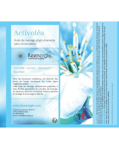 Activoléa huile phito drainante décontracturante, relaxante, apaisante, avant ou après l'effort