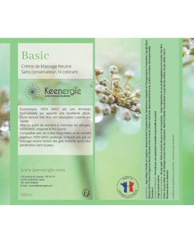Basic crème de massage neutre pour kiné longue glisse long massage hydratante relaxante nourrissante